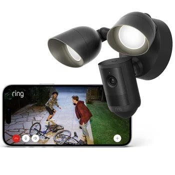 Ring Floodlight Cam (2nd Gen) - Wired - Black Security Camera - Retinal 2K - 2 Pack
