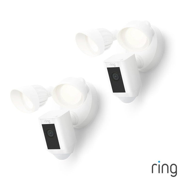 Ring Floodlight Cam (2nd Gen) - Wired - White Security Camera - Retinal 2K - 2 Pack