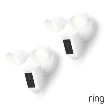 Ring Floodlight Cam (2nd Gen) - Wired - White Security Camera - Retinal 2K - 2 Pack