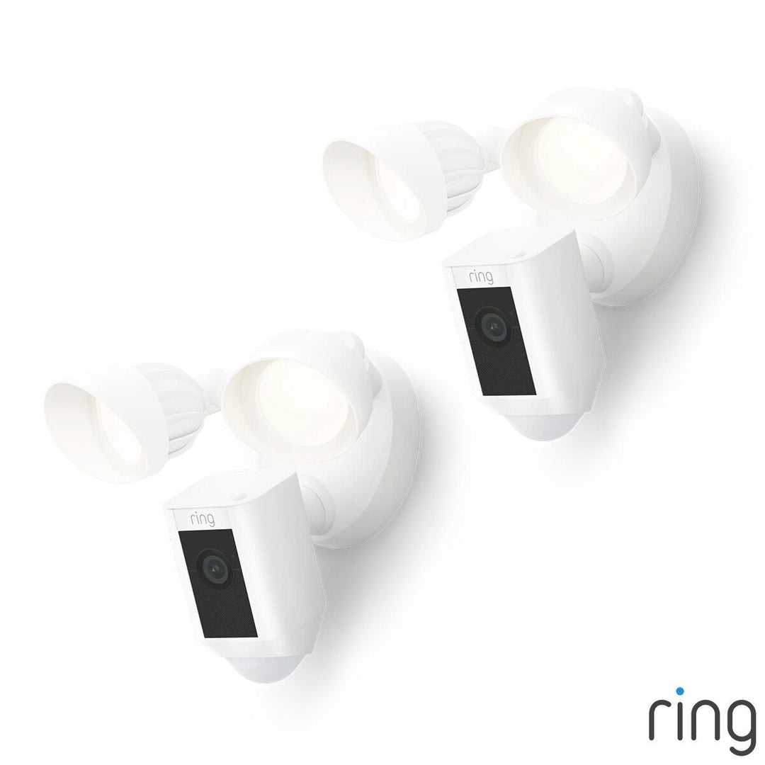 Ring Floodlight Cam (2nd Gen) - Wired - White Security Camera - Retinal 2K - 2 Pack