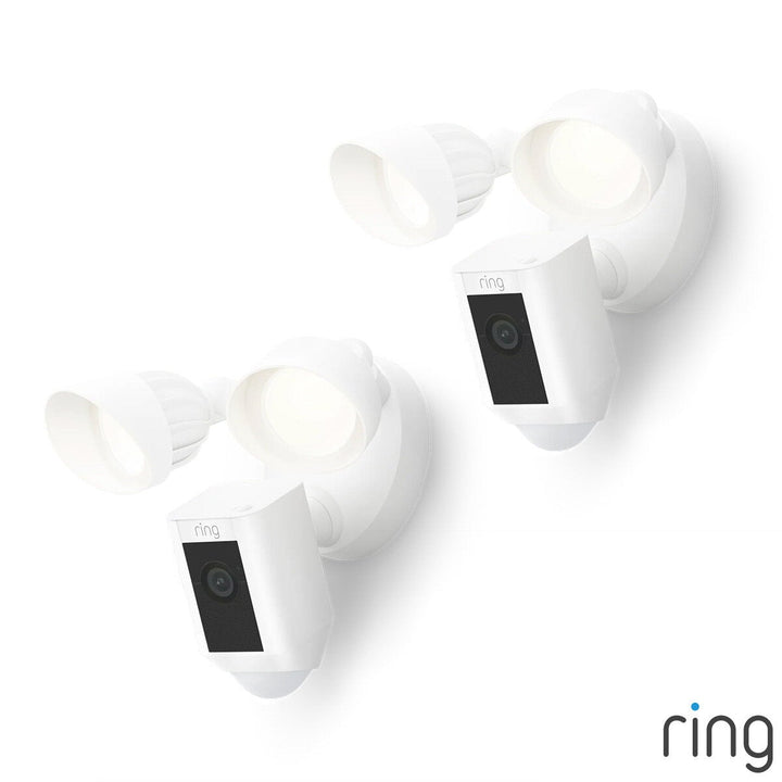 Ring Floodlight Cam (2nd Gen) - Wired - White Security Camera - Retinal 2K - 2 Pack