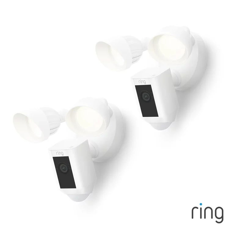 Ring Floodlight Cam (2nd Gen) - Wired - White Security Camera - Retinal 2K - 2 Pack