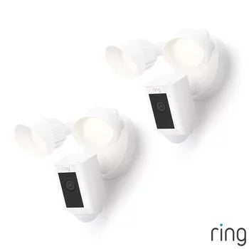 Ring Floodlight Cam (2nd Gen) - Wired - White Security Camera - Retinal 2K - 2 Pack