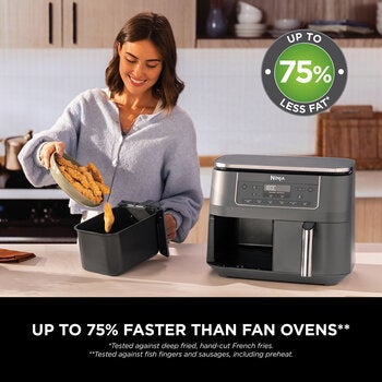 Ninja DZ300UK 6-in-1 Dual Zone Air Fryer in Gun Metal Grey