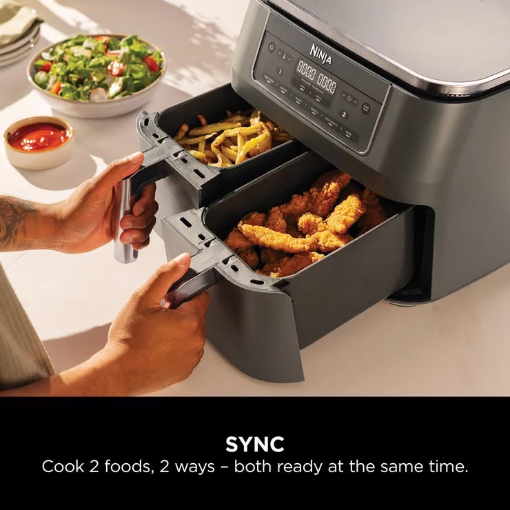 Ninja DZ300UK 6-in-1 Dual Zone Air Fryer in Gun Metal Grey