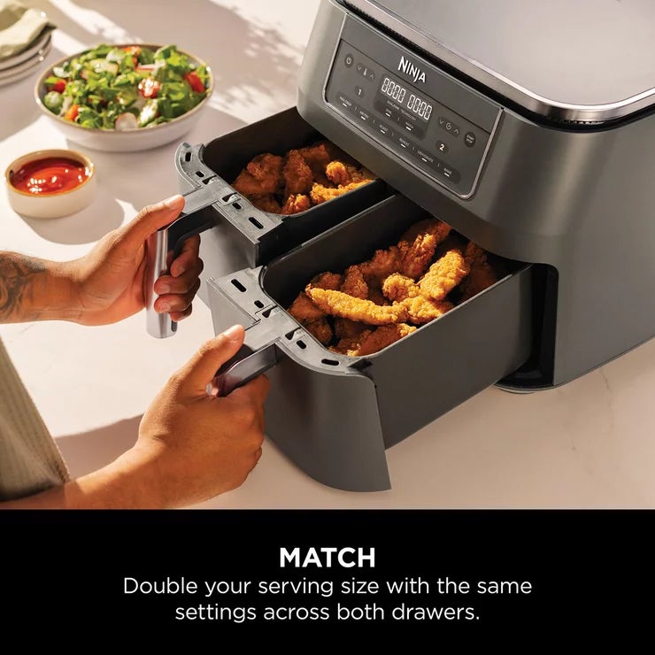 Ninja DZ300UK 6-in-1 Dual Zone Air Fryer in Gun Metal Grey