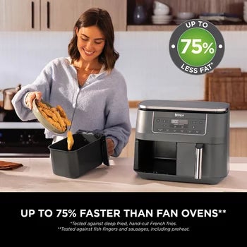 Ninja DZ300UK 6-in-1 Dual Zone Air Fryer in Gun Metal Grey