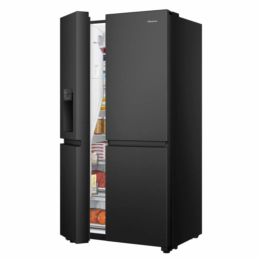 Hisense PureFlat RS818N4TFC, Non Plumbed Side By Side Fridge Freezer, C Rated In Black