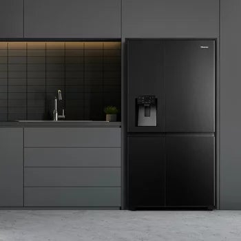 Hisense PureFlat RS818N4TFC, Non Plumbed Side By Side Fridge Freezer, C Rated In Black