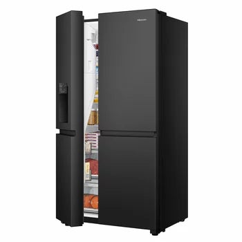 Hisense PureFlat RS818N4TFC, Non Plumbed Side By Side Fridge Freezer, C Rated In Black