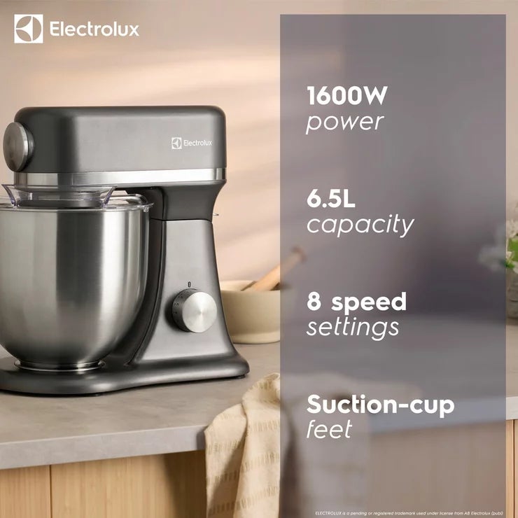Electrolux SDA2842ELGRY 1600W Die-Cast 6.5L Stand Mixer in Grey