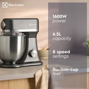 Electrolux SDA2842ELGRY 1600W Die-Cast 6.5L Stand Mixer in Grey