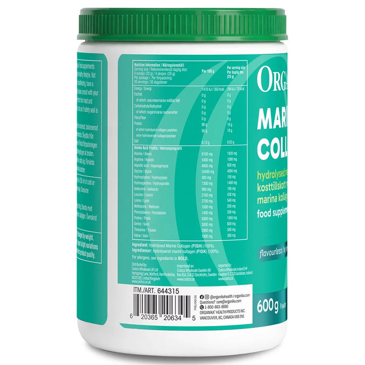 Organika Marine Collagen Powder, 600g