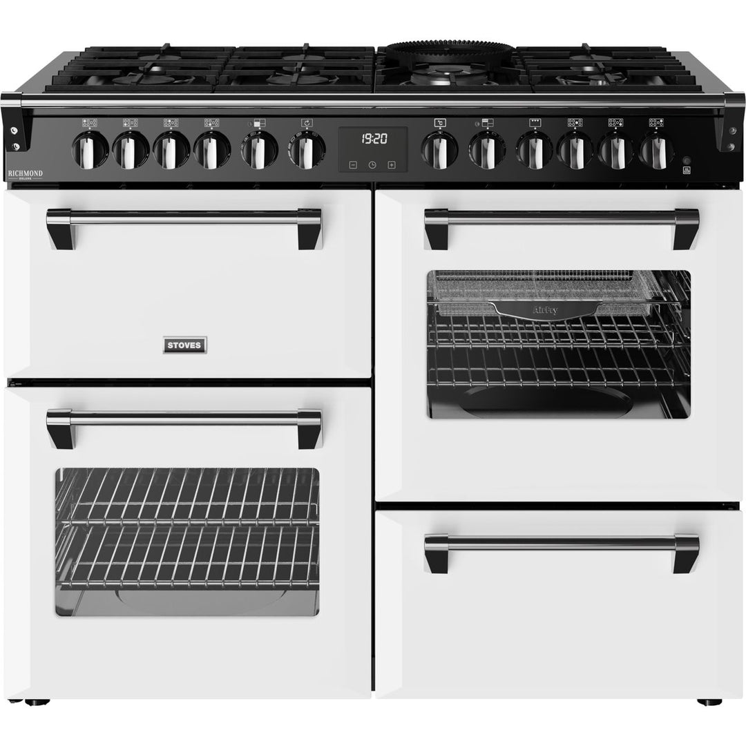 Stoves Richmond Deluxe 110DF 110cm wide Dual Fuel Range Cooker with Gas Hob - Ice White