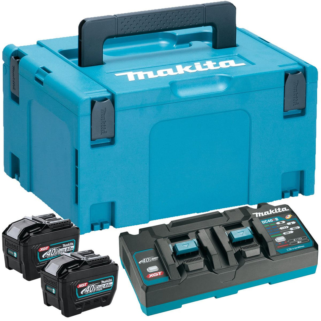 Makita 1910A2-5 40Vmax XGT Power Source Kit 240V With 2 x 8.0Ah BL4080F Batteries, Charger &amp; Case