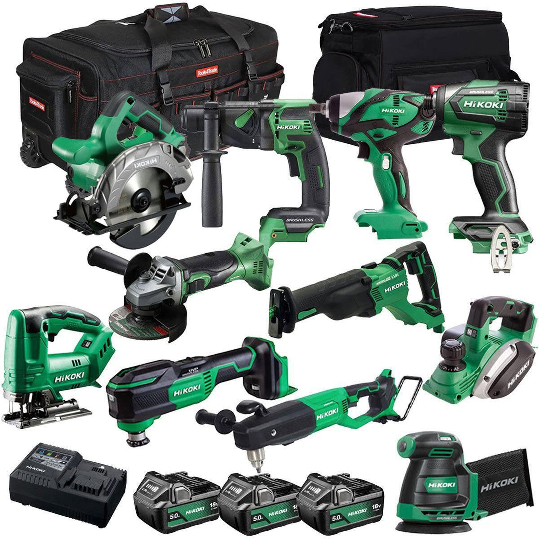 Hikoki 18V 11 Piece Power Tool Combo Kit with 3 x 5.0Ah Battery & Charger T4TKIT-27288