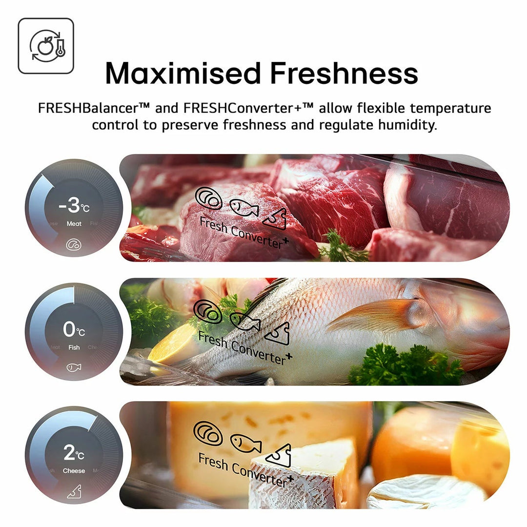 LG Fit &amp; Max, GBBS524CPY Fridge Freezer, C Rated in Silver