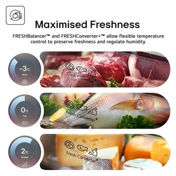 LG Fit &amp; Max, GBBS524CPY Fridge Freezer, C Rated in Silver