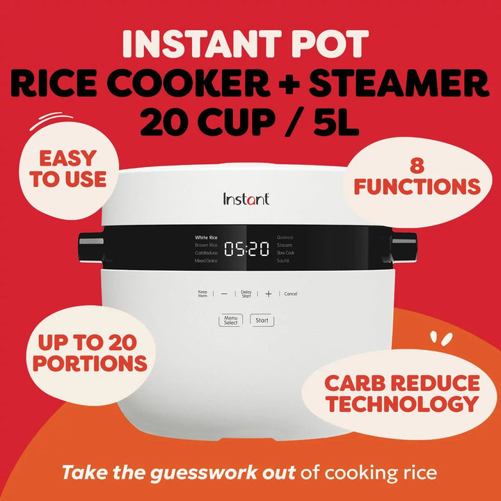 Instant Pot 5L / 20 Cup Rice Cooker &amp; Steamer in White