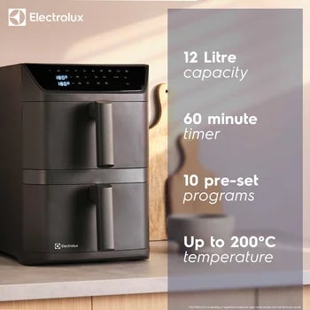Electrolux SDA2980ELGRY Double Stacked 12L Air Fryer in Grey
