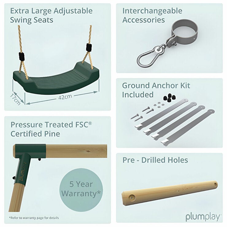 Plum Ultimate III Premium Wood Swing (3-10 Years)