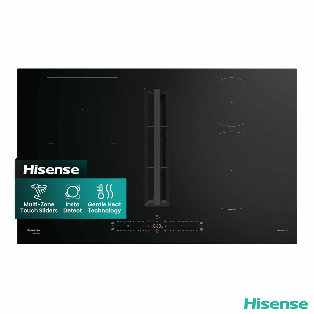 Hisense Hi6 HEH8432BSCWF 83cm Induction Hob with Bridge Zone in Black For External / Recirculation Ventilation