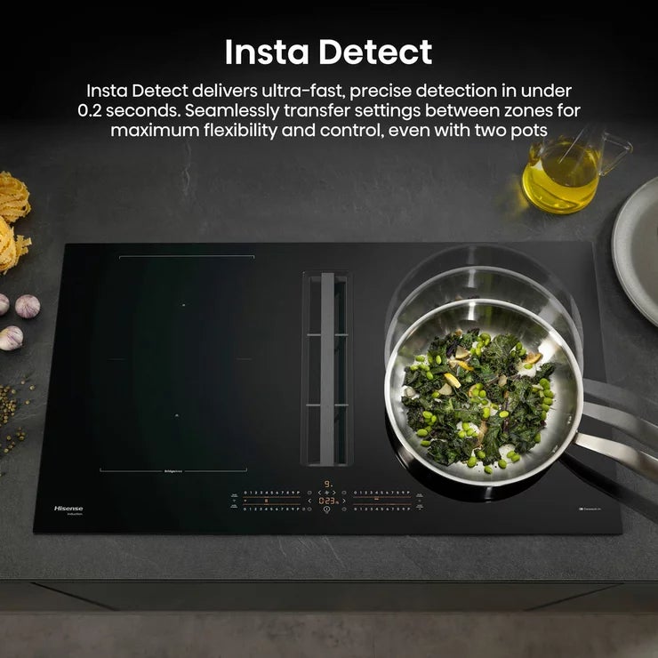 Hisense Hi6 HEH8432BSCWF 83cm Induction Hob with Bridge Zone in Black For External / Recirculation Ventilation