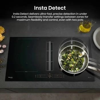 Hisense Hi6 HEH8432BSCWF 83cm Induction Hob with Bridge Zone in Black For External / Recirculation Ventilation
