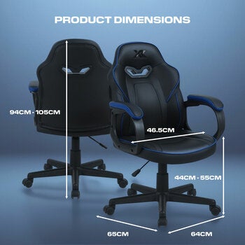 X Rocker Mythos Mid-Back Gaming Chair, Black/Blue