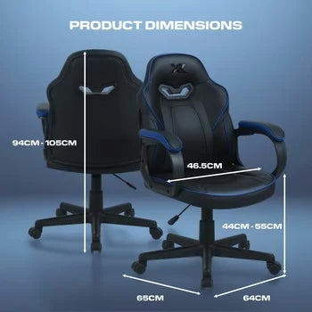 X Rocker Mythos Mid-Back Gaming Chair, Black/Blue
