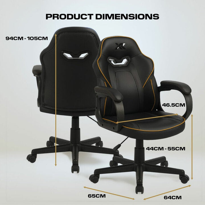 X Rocker Mythos Mid-Back Gaming Chair, Black/Gold