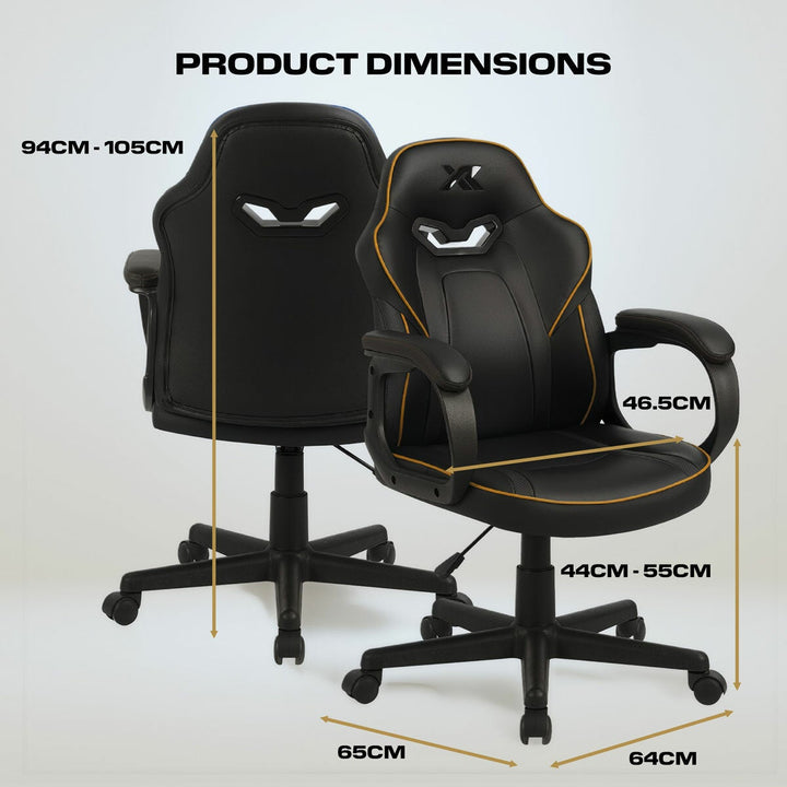 X Rocker Mythos Mid-Back Gaming Chair, Black/Gold
