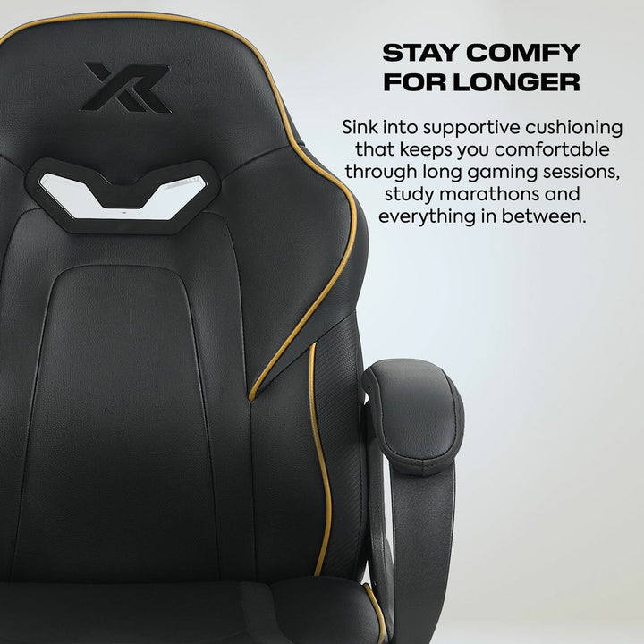 X Rocker Mythos Mid-Back Gaming Chair, Black/Gold