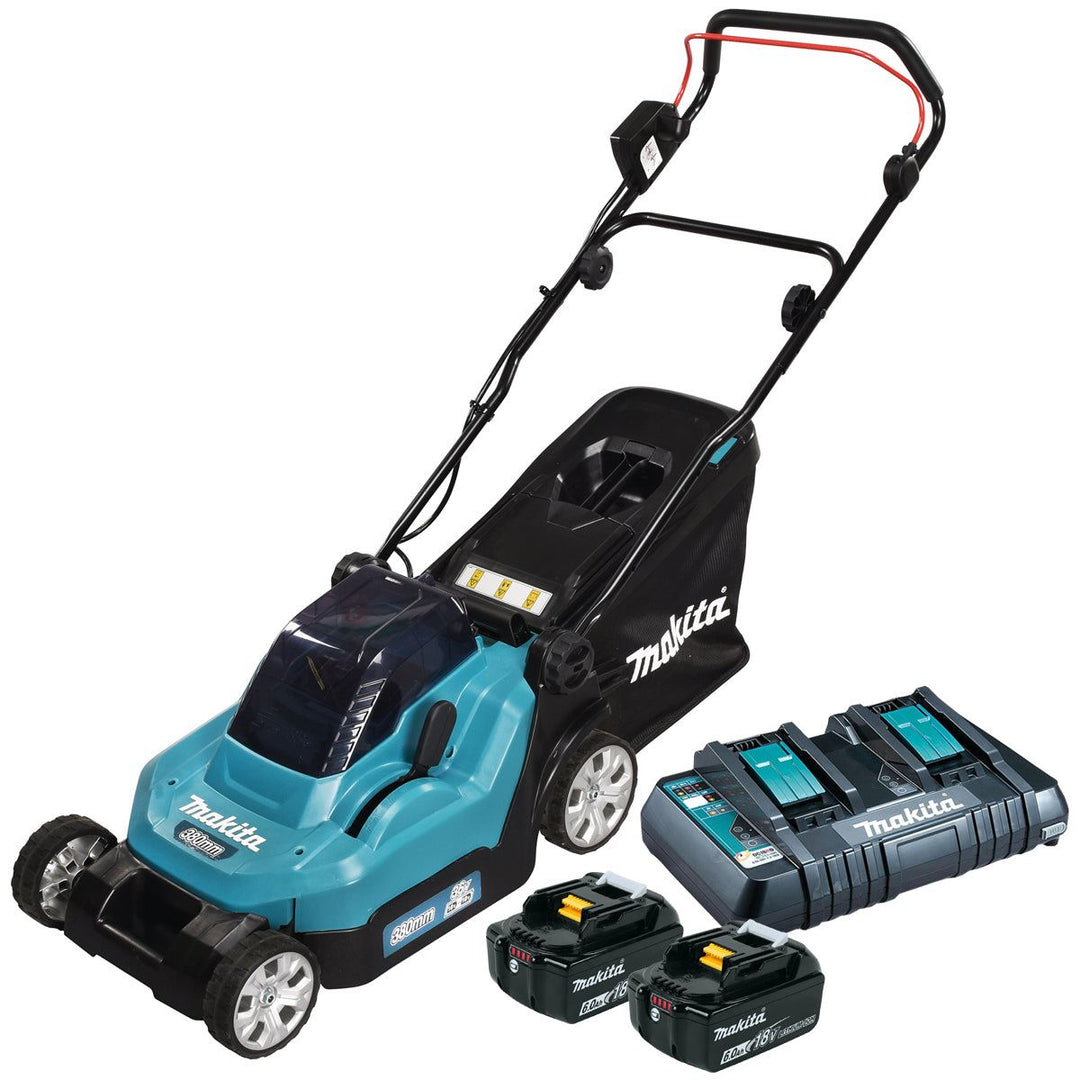 Makita DLM382PG2 36V Cordless Lawn Mower 380mm with 2 x 6.0Ah Batteries &amp; Charger