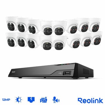 Reolink 12MP (4K+) UHD NVR PoE 16 x Channel / 16 x Turret Cameras with 4TB HDD