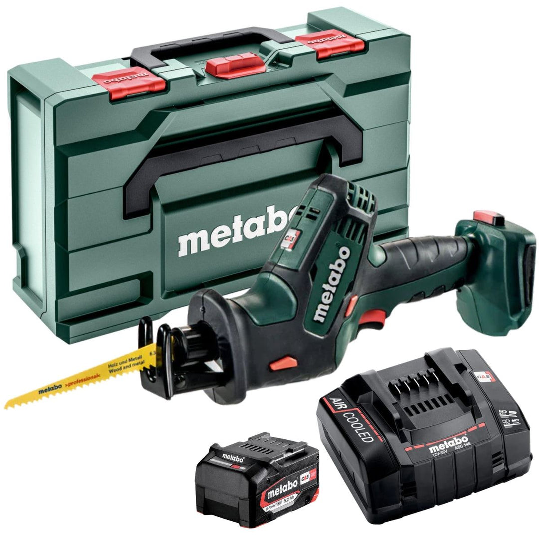 Metabo SSE 18 LTX 18V Compact Sabre Saw with 1 x 5.2Ah Battery Charger & Metabox