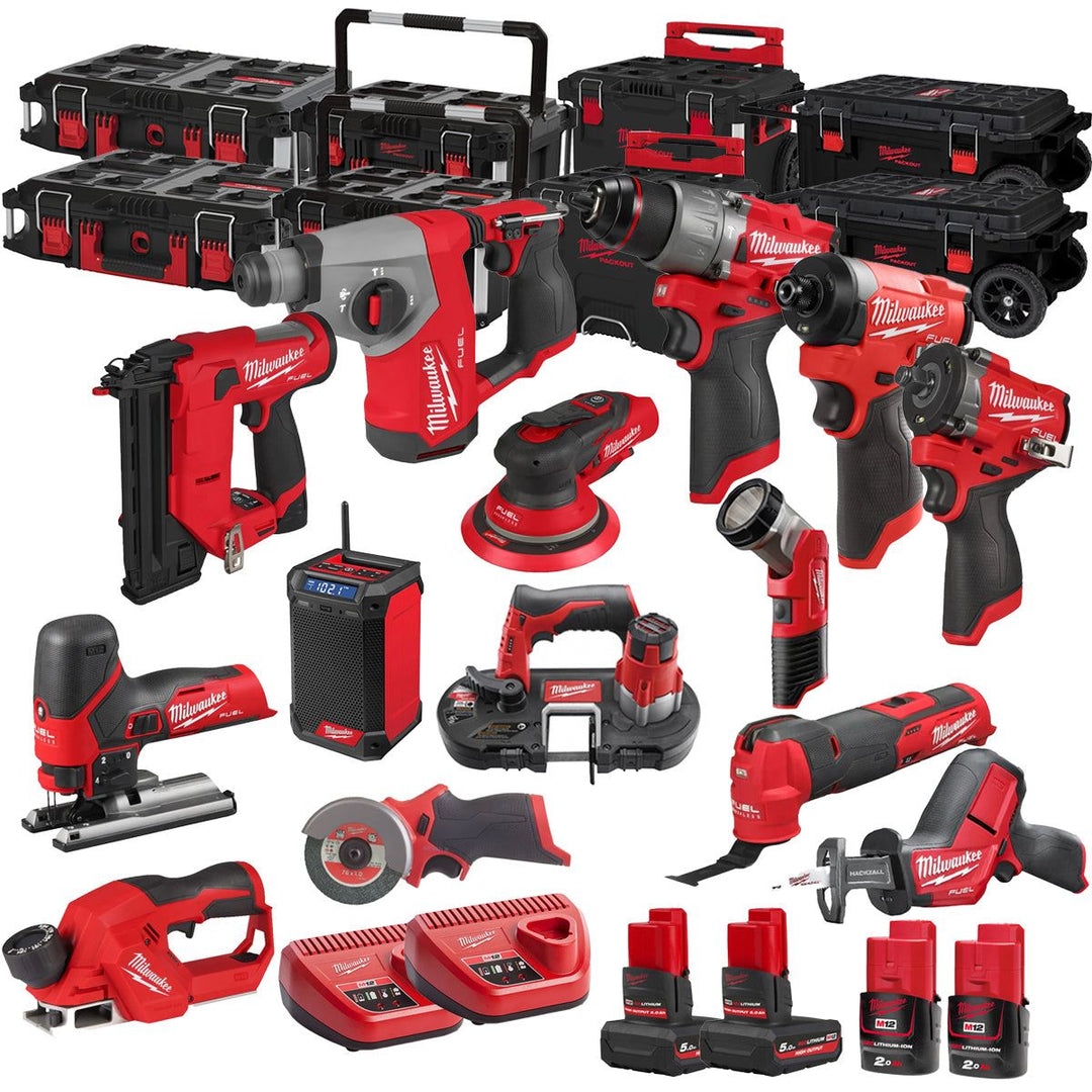 Milwaukee 12V 14 Piece Power Tool Kit with 4 x Batteries T4TKITM - 18481