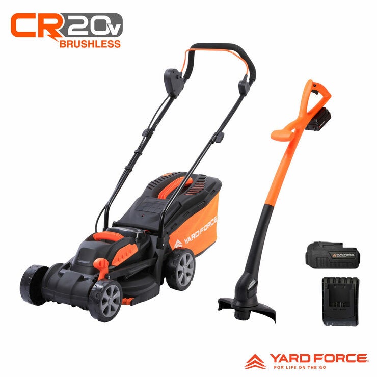 Yard Force 20V 33cm Brushless Cordless Mower &amp; 20V 25cm Line Trimmer Bundle