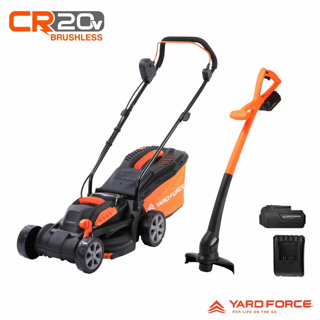 Yard Force 20V 33cm Brushless Cordless Mower &amp; 20V 25cm Line Trimmer Bundle