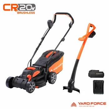 Yard Force 20V 33cm Brushless Cordless Mower &amp; 20V 25cm Line Trimmer Bundle