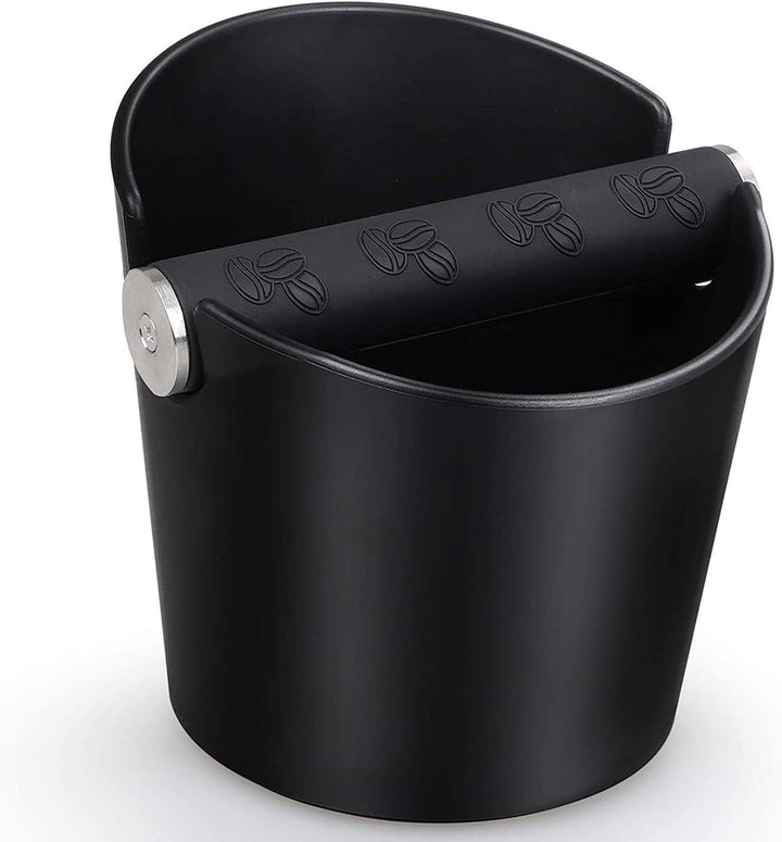 Ideal Swan Barista Style Espresso Knock Box - 4.8 Inch Shock-Absorbent Coffee Bin with Removable Metal Knock Bar and Non-Slip Base (Black)