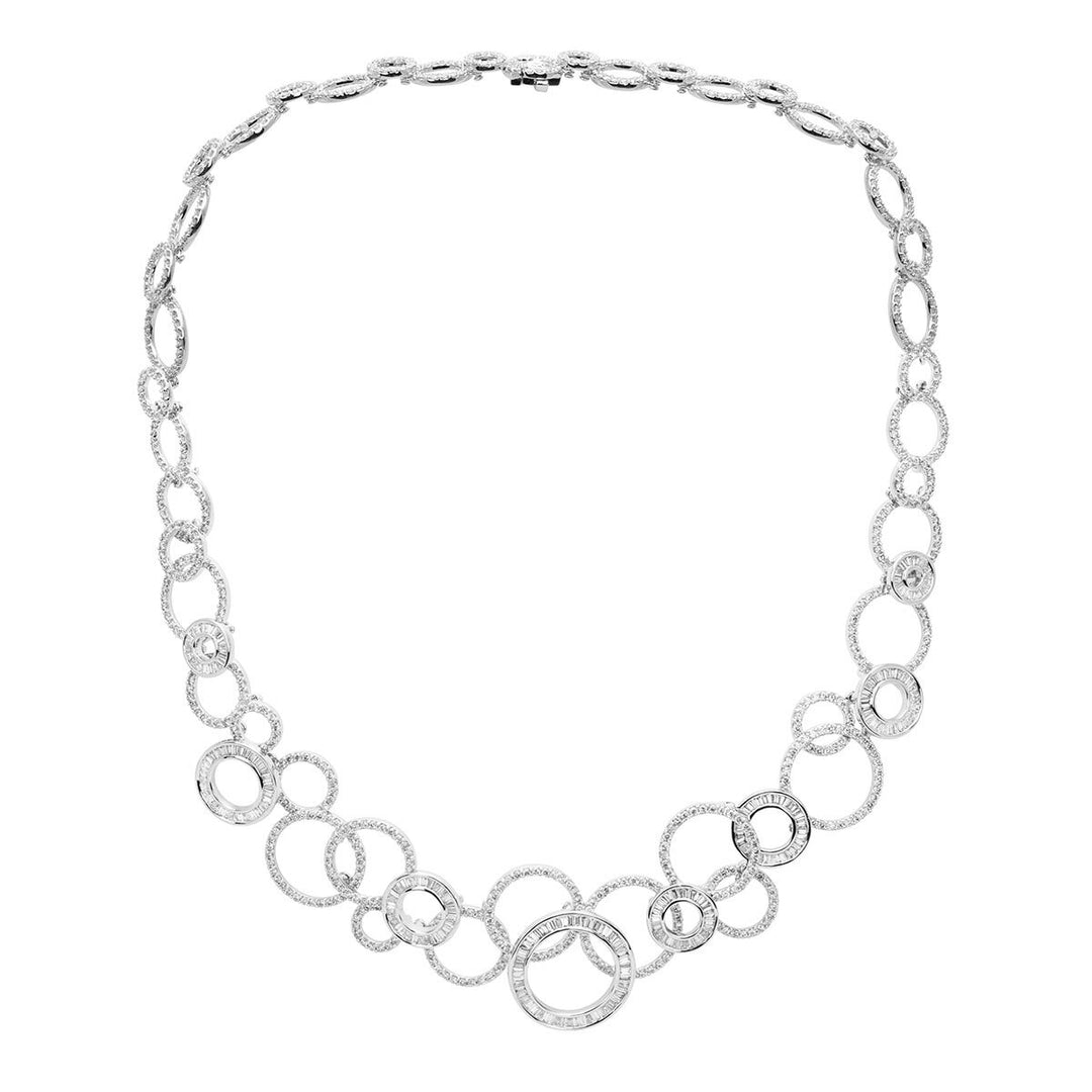 13.63ctw Round Brilliant & Baguette Cut Diamond Necklace, 18ct White Gold