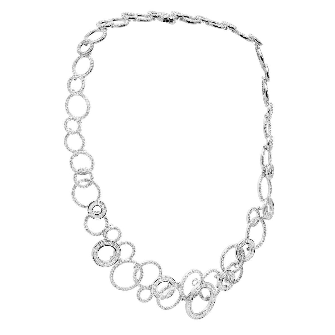 13.63ctw Round Brilliant & Baguette Cut Diamond Necklace, 18ct White Gold