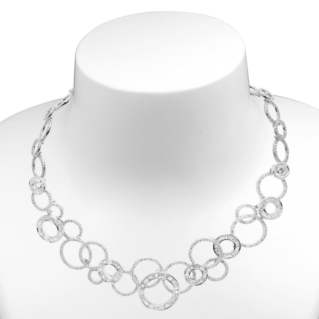 13.63ctw Round Brilliant & Baguette Cut Diamond Necklace, 18ct White Gold