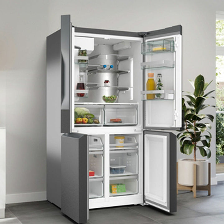 Neff KM3963XE0G, Plumbed Multidoor Fridge Freezer, E Rated in Brushed Black Steel