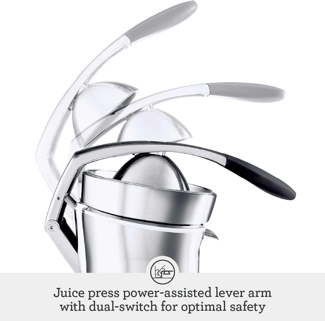Sage - The Citrus Press Pro - Quiet Automatic Orange & Grapefruit Juicer - Lemon & Lime Squeezer - Acid-Resistant Die-Cast Stainless - Dishwasher Safe - Brushed Aluminium