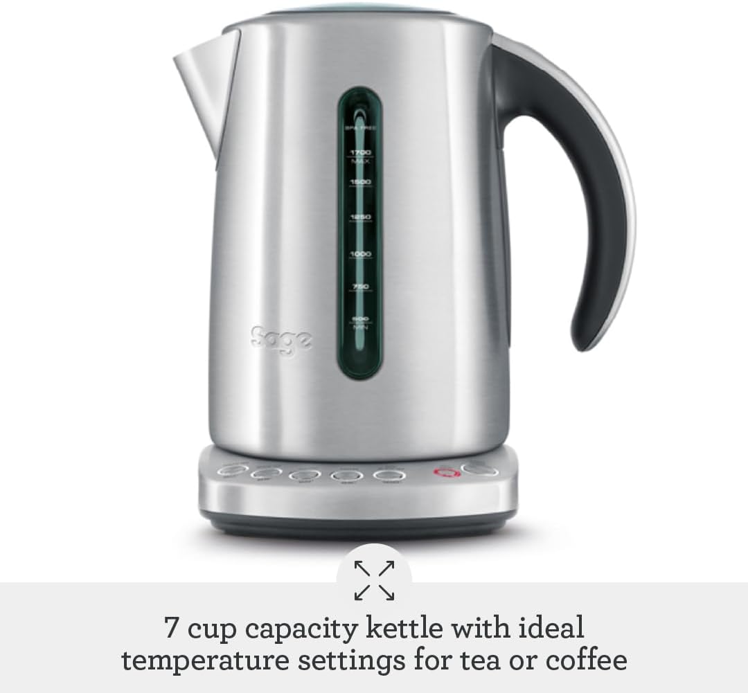 Sage - The Smart Kettle - Quiet and Cordless Electric Kettle - Fast Boil, Brushed Stainless Steel