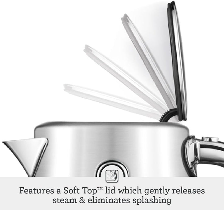 Sage - The Soft Top Luxe Quiet Electric Kettle - Fast Boil, Opens Softly, Elegant Design - 1.7 L Capacity, Cordless, 2400 W - Black Stainless Steel