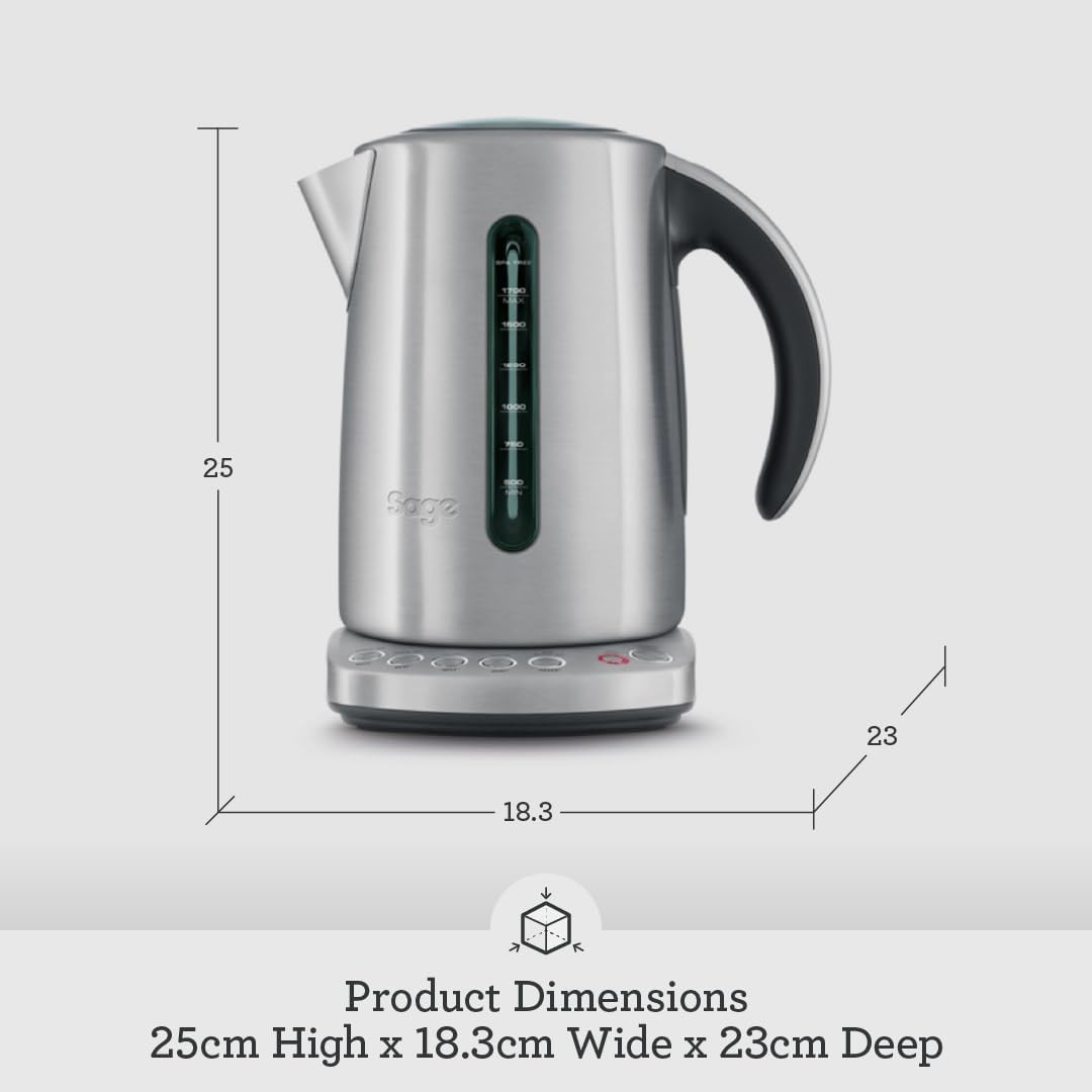 Sage - The Smart Kettle - Quiet and Cordless Electric Kettle - Fast Boil, Brushed Stainless Steel