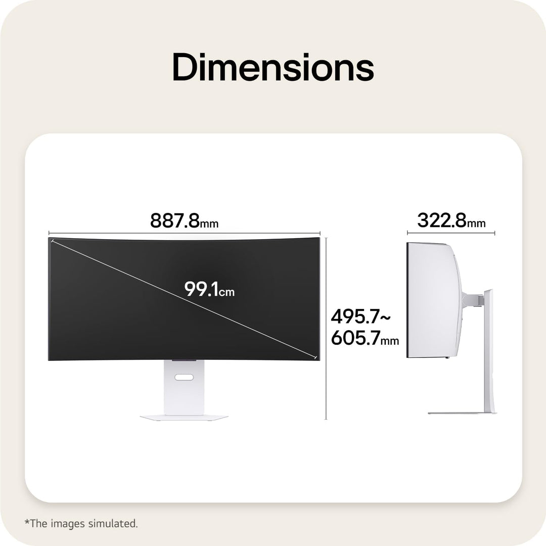 LG UltraGear™ OLED GX9s 39GX90SB-W 39 inch UWQHD Curved Smart Gaming Monitor | webOS, 240Hz, 0.03ms, WOLED 1300 nits, HDR True Black 400, AI Picture &amp; Sound, DP 1.4(DSC), HDMI 2.1 &amp; USB-C 65W